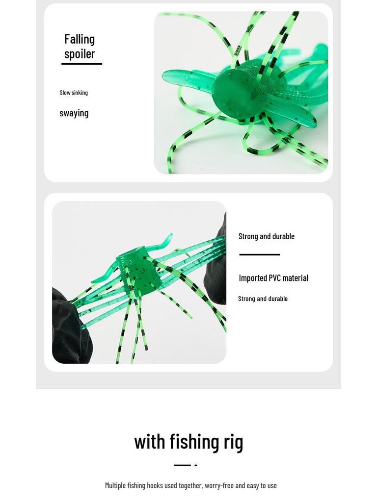 Revised Product Name: Lead-Free Slow-Sinking Black Spider Soft Lure for Sea Fishing