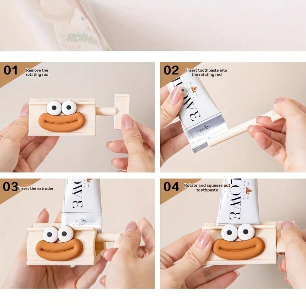 Easy-Squeeze Toothpaste Dispenser - Cute Big Mouth Design, Manual Bathroom Accessory for Effortless Toothpaste Use
