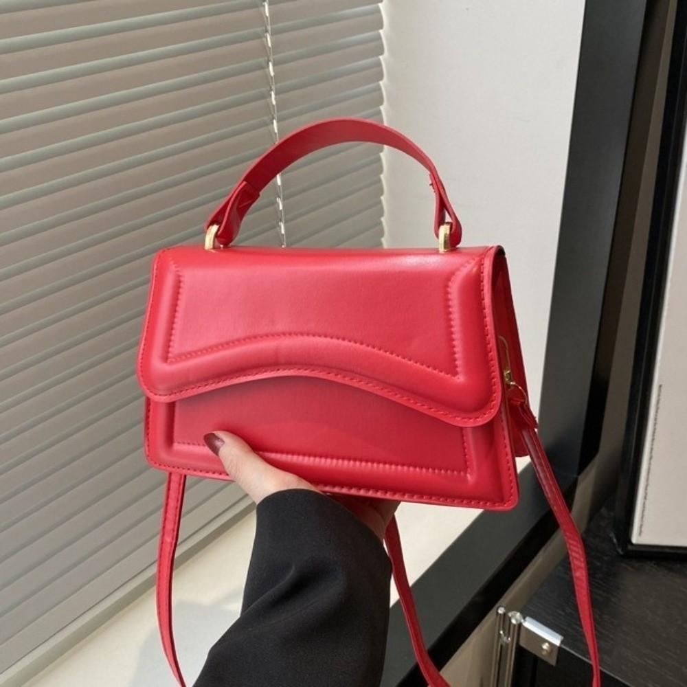 Small Size PU Leather Handbag Solid Color Crossbody Messenger Tote New Women's Shoulder Bag Work
