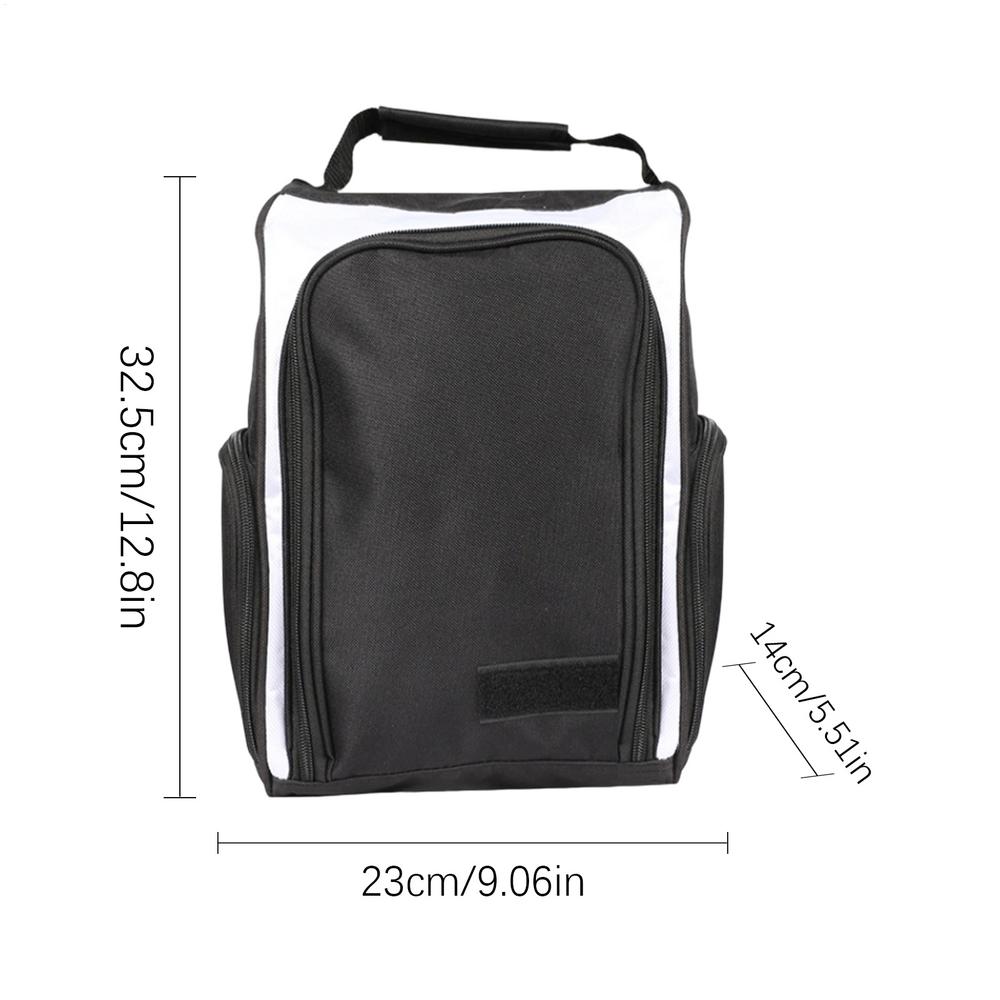 

Shoe Bag Zippered Storage Pouch With Handle Shoe Carrier Bags With Side Accessory Pockets For Travel Indoor Outdoor Backyard чорний