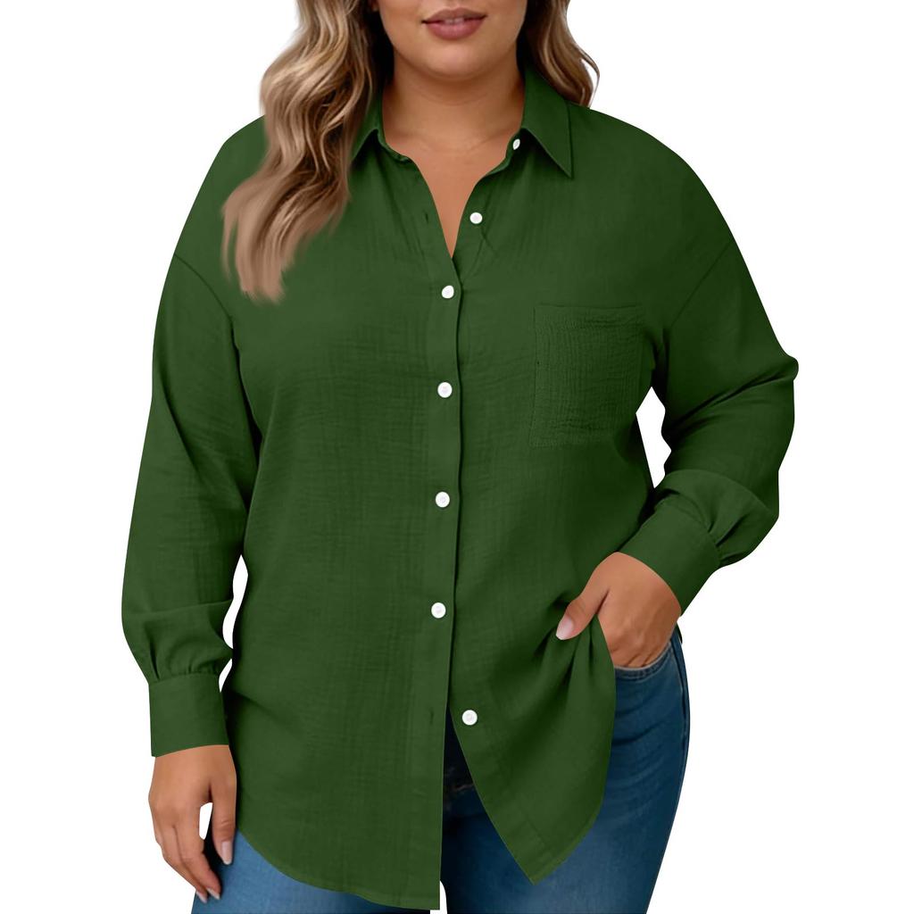 Damesmode Casual Kleur Knoopsluiting Lange Mouwen Shirt Top
