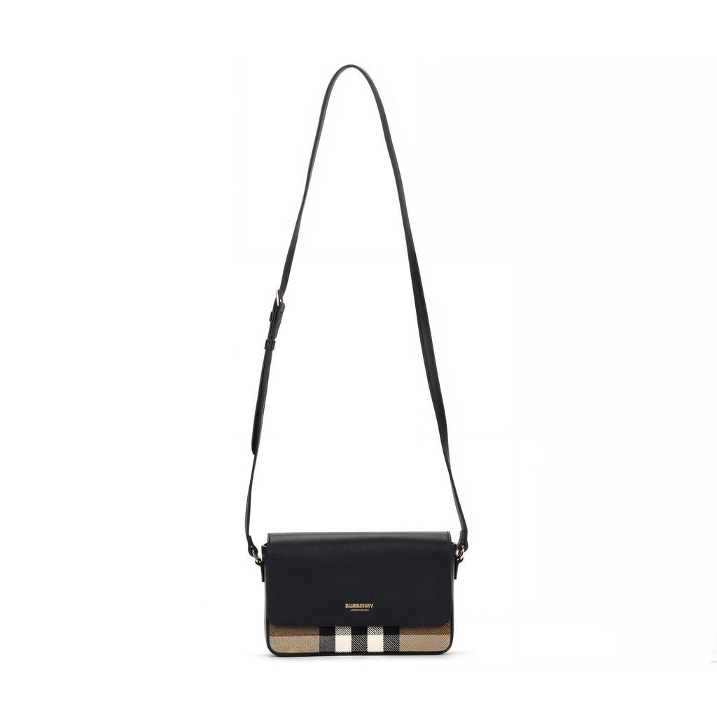 Burberry Letter Logo Color Block Design Leather And Canvas Shoulder Crossbody Bag Women Bags Black 80840281