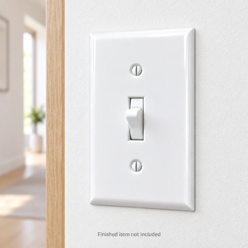 Wall Cover Plate for a Single-Gang Position, Smooth White Molded Face with a Central Lever Opening and 2 Included Mounting Screws for Placement