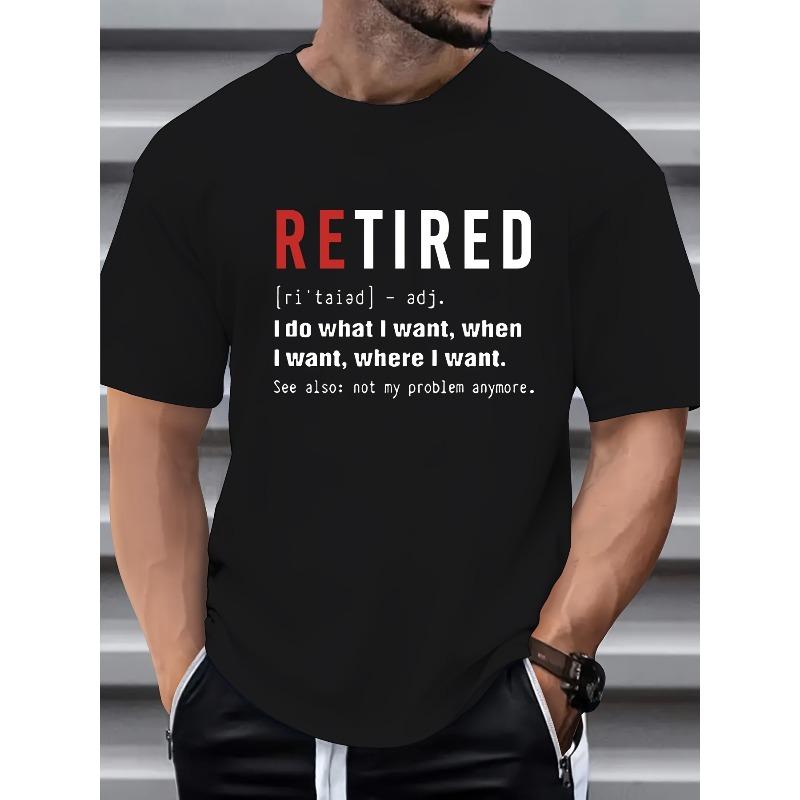 Men'S RETIRED Short Sleeve T-Shirt, Casual Comfortable Versatile Top, Suitable for Summer Outdoor Wear, Men'S Clothing