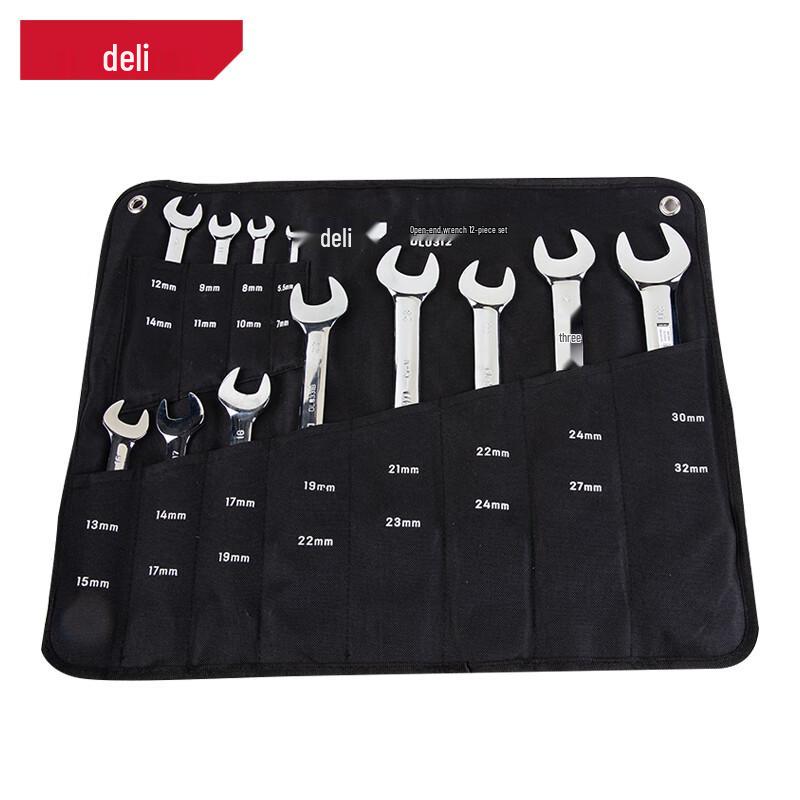 Deli DL0312 12-Piece Mirror Double Open-End Wrench Set