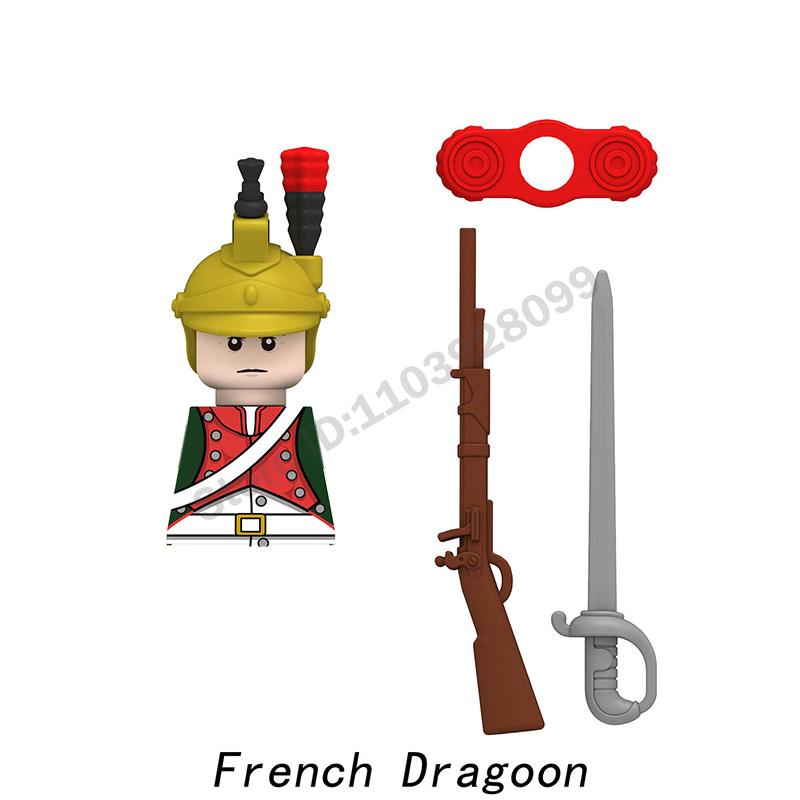 Middle Ages Military Napoleonic Wars Figures Building Block British French Prussia Infantry Knight General Duke Characters Brick