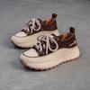 Fashion GKTINOO Genuine Leather Sneakers Thick Soled Casual Women's Shoes 2025 Autumn New Round Toe Lace-up Flat Platform Shoes