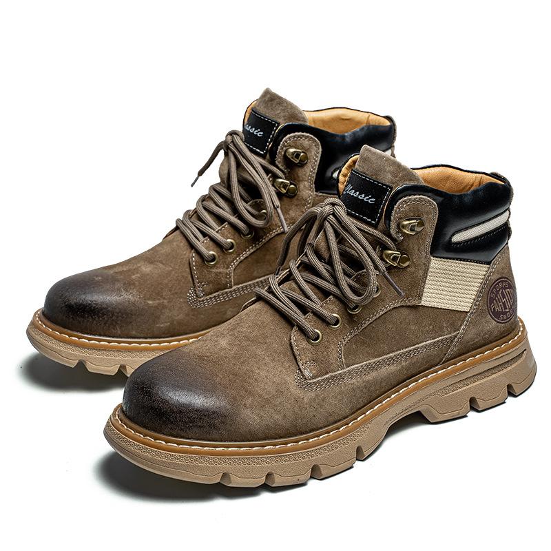 First Layer Pigskin Martin Boots Ami Kaji Retro Tooling Shoes Hand-polished Street Big Yellow Boots