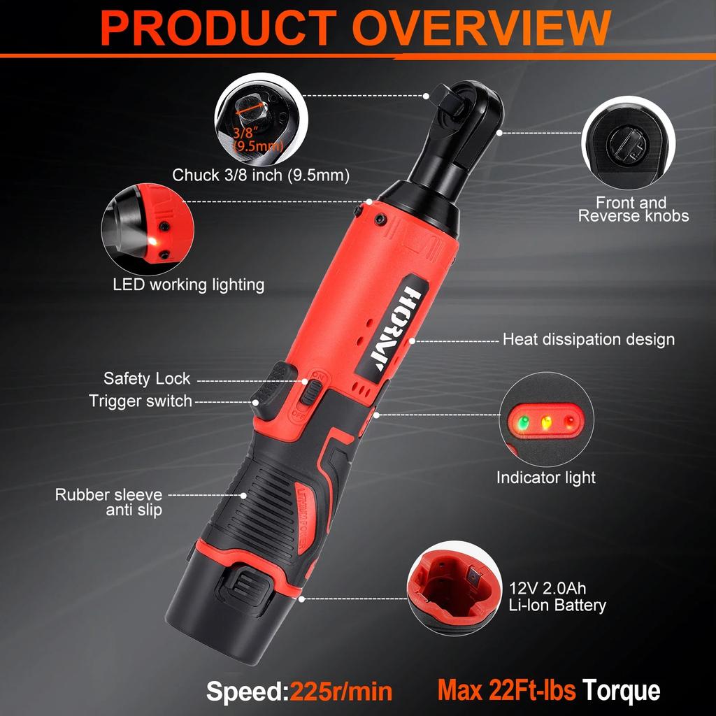 3/8" 12v  Right Angle Ratchet Wrench Removal Screws Electric Cordless Ratchet Wrenches KitLithium Power Car Repair Tools