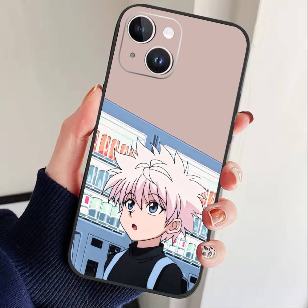 F-Killua Zoldyck H-Hunter X Hunter Phone Case For iPhone17,16,15,14,13,12 Plus,Max Soft Silicone Black Cover