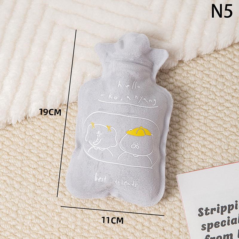 Cartoon Plush Hot Water Bottle Portable Cute Winter Warm Belly Mini Warm Water Bottle Cartoon Flannel Cover