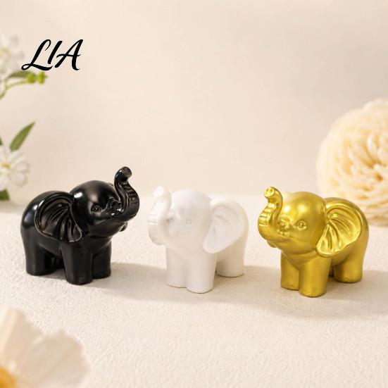 Luck Symbols for Good Fortune Mini Resin Elephant Figurine, Statue Tabletop Decor, Unique Birthday Presents Friends Small Ornament Home Office Shelf,