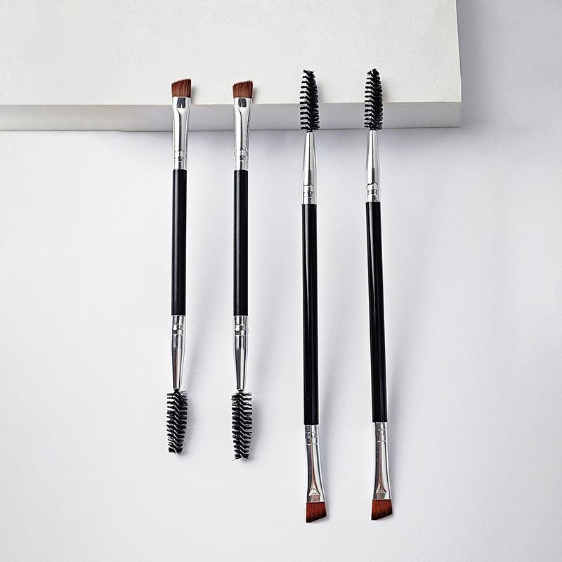 Dual-Ended Eyebrow & Eyeshadow Brush Set: Angled, Concealer, Spiral, Eye Makeup Tools.