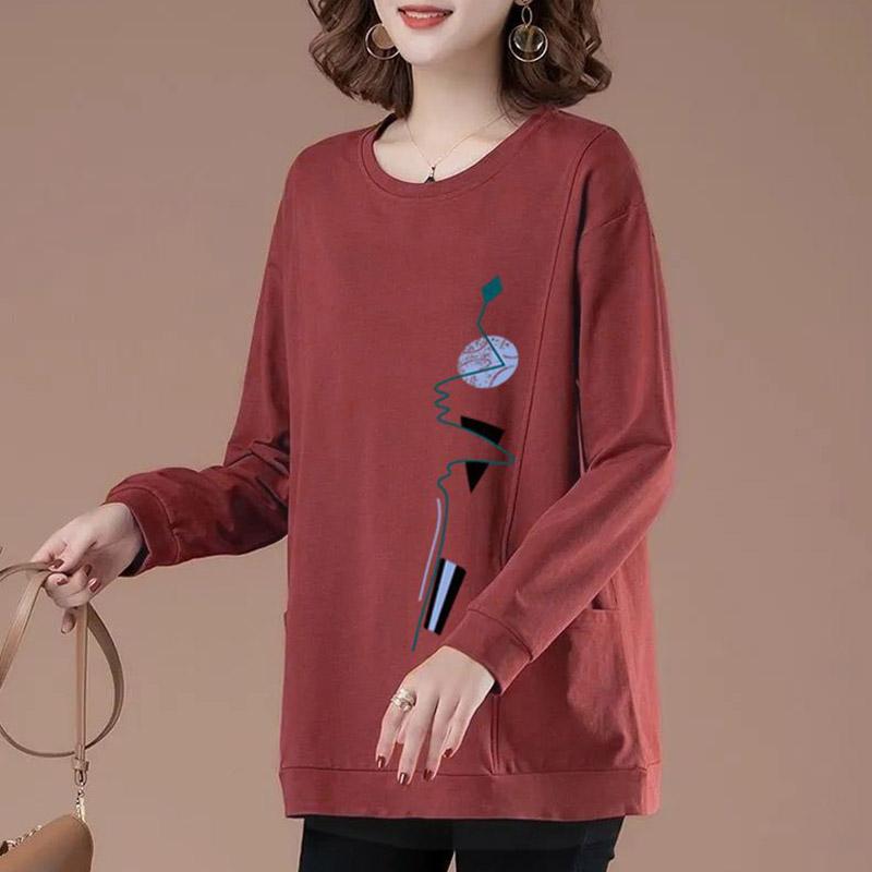Sweatshirt for Women Cotton Oversize Loose Round Neck Casual Pullover Long Sleeve Top Sweatshirt