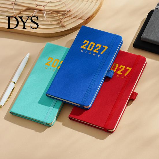 2027 Daily Planner with PU Leather Cover, A6 Pocket Size Compact Organizer Agenda, Portable Notebook Pen Holder for Efficient Time Management