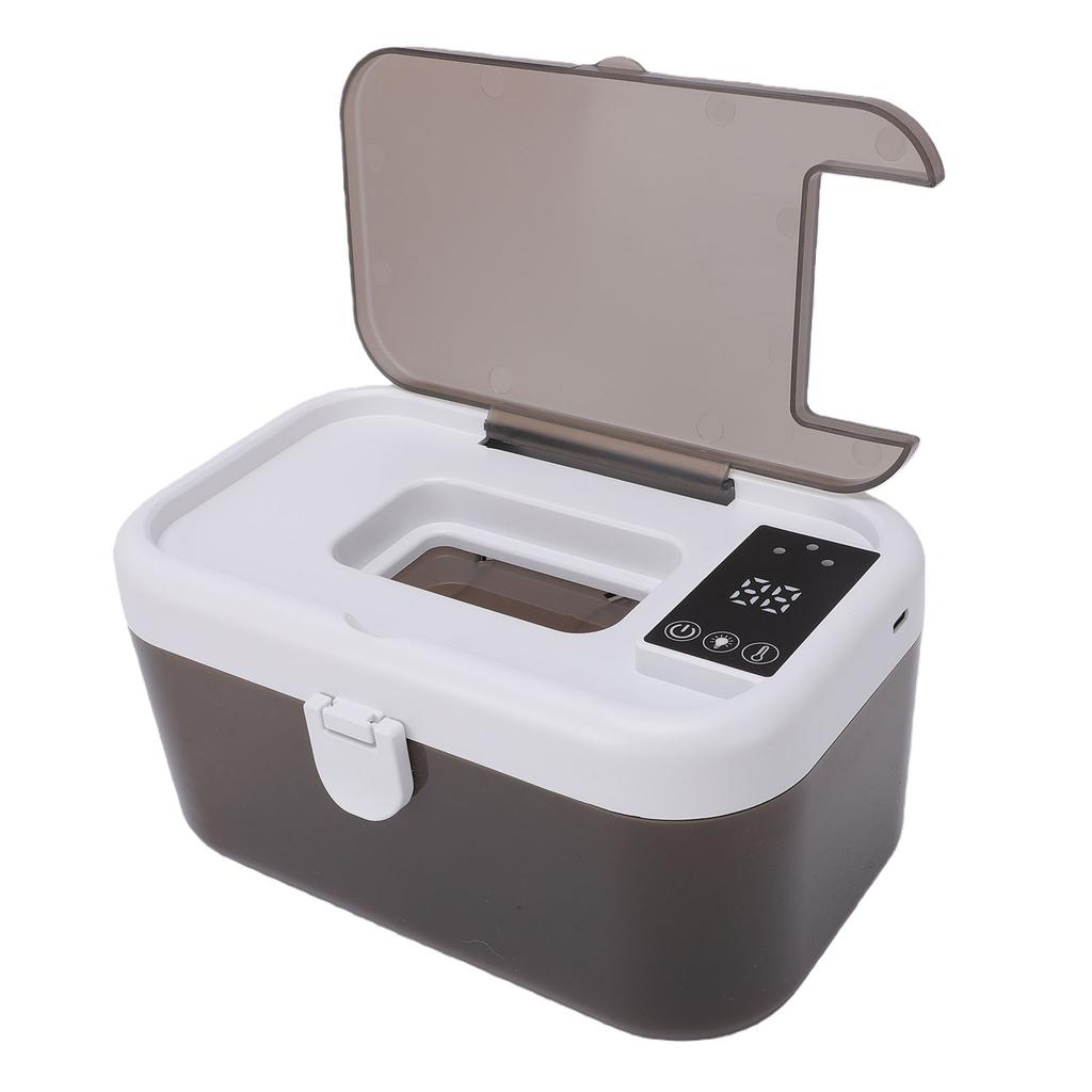 Baby Wipe Warmer Top Heating Wet Wipe Warmer and Dispenser Holds 80 Wipes with Night Light Spring Loaded White