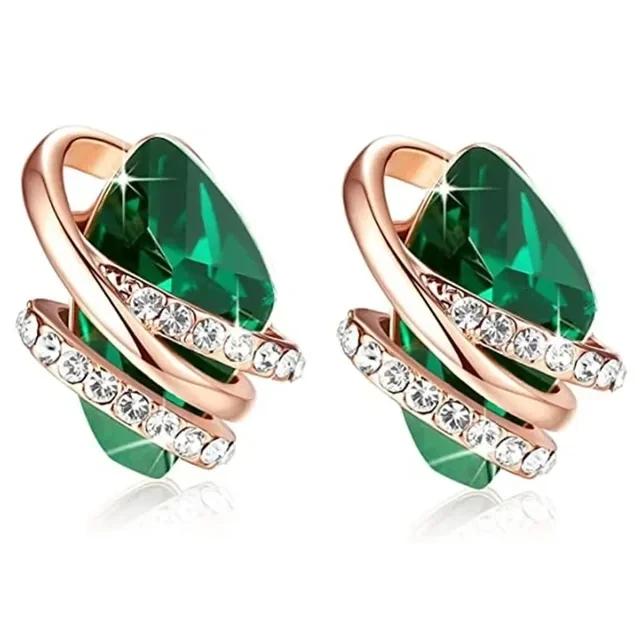 New Popular Women'S Pendant Emerald Earrings Retro Party Accessories With Bright Green Zirconia Elegant  Jewelry Gifts