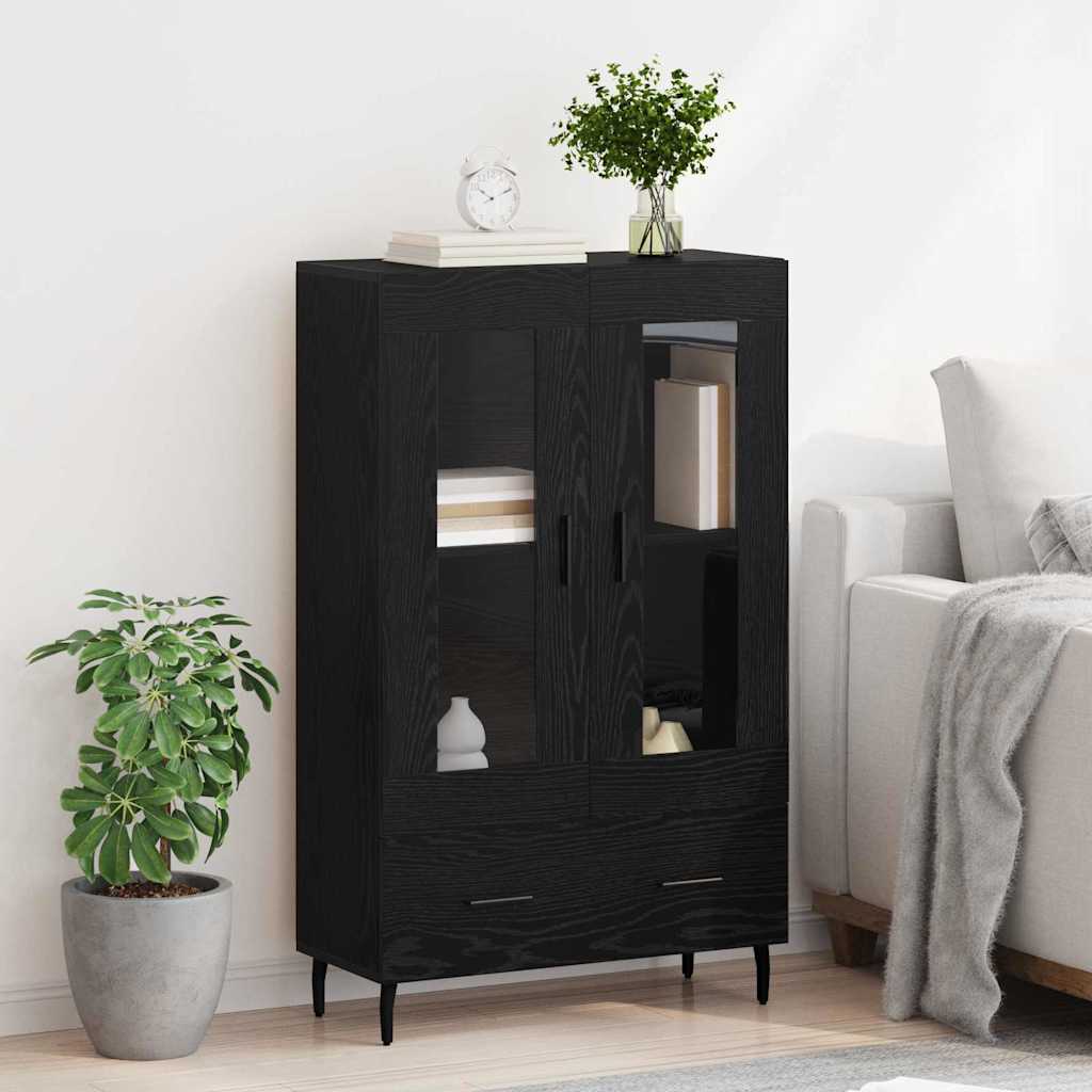 Highboard in Black Oak Look 69.5 x 31 x 115 cm Particleboard