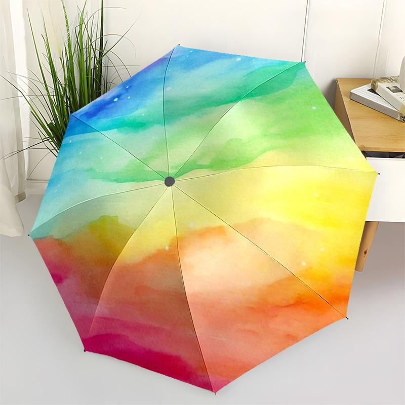 

1pc Rainbow Watercolor Abstract Umbrella with Plastic Handle,Compact & Stylish,Cartoon Pattern,Outdoor UmbrellaPT310