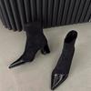 Short tube, small man, tall, pointed wind, short boots, casual year fashion, thick heel, daily