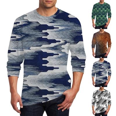 Herren T-Shirt O-Ausschnitt Kleidung Bekleidung Outdoor Langarm Print Mode Designer Vintage