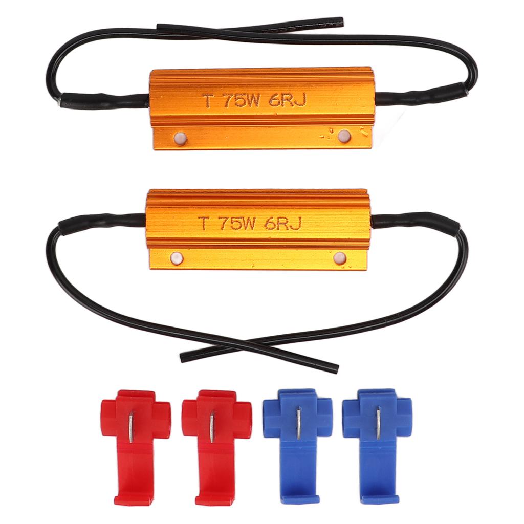 2 Pcs Load Resistor 75W 6 Ohm  Portable LED Light Load Resistor for Decoding Resistance and Load