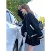 2022 Women's Autumn/Winter American Baseball Bomber Jacket - Black, Small, Stand Collar