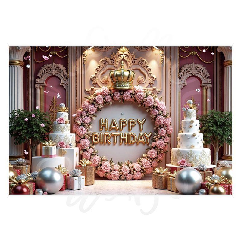 Pink Birthday Theme Party Decoration Backdrop Cloth - Party Decoration Scene Background Wall Hanging