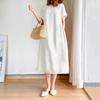 Cotton and Linen Solid Color Loose Dress for Women In Summer
