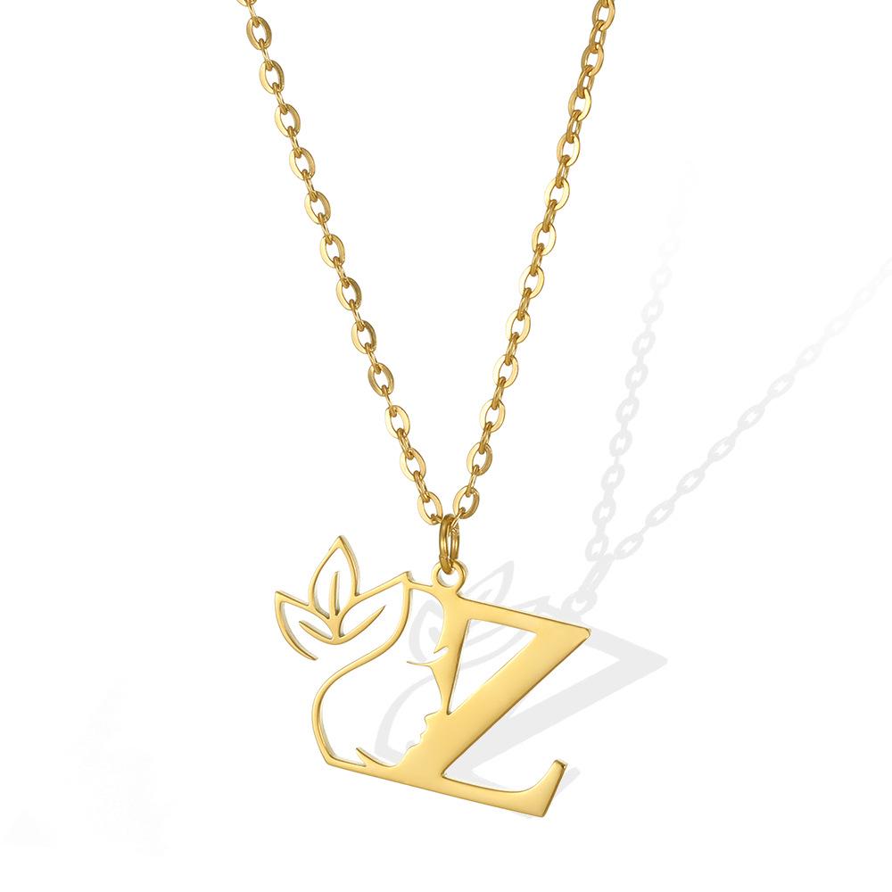 Stainless Steel Floral English Alphabet Necklace - Women's Unique Clavicle Chain