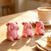 Cute Desktop Accessories for Workstation 3 Pcs Mini Pig Figurines 3D Printed See Hear Speak No Evil DIY Painting Model Kids Pink Statue Novelty