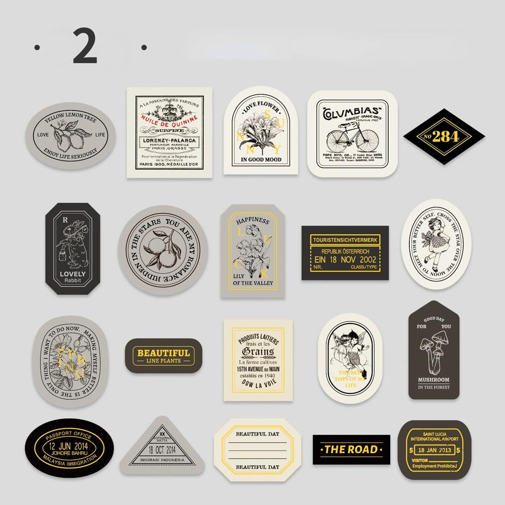 Retro Label Stickers Writable Sealing Sticker Decoration Handbook Stickers Aesthetic Stationery 40Pcs/box