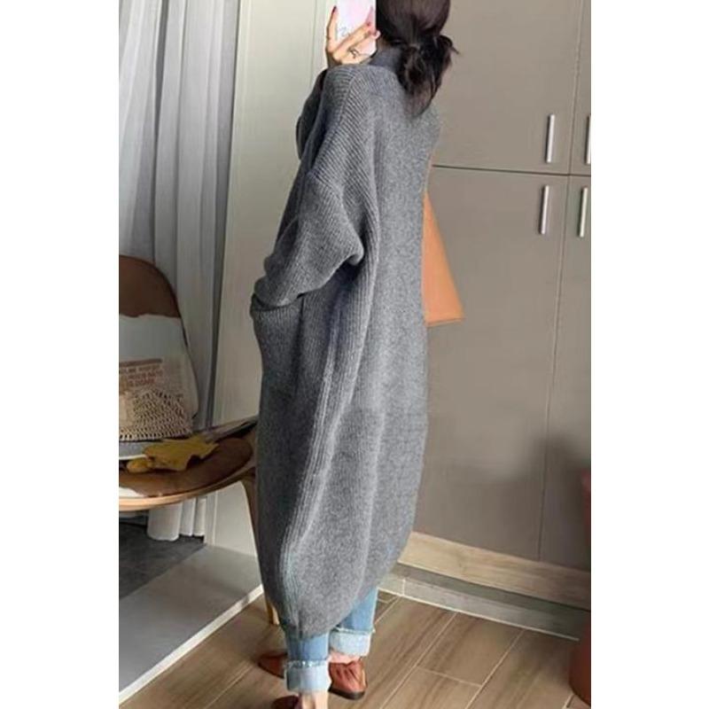 Herbst Winter Mode Rollkragen Strickjacke Damen Pullover Einreihig Einfarbig Lässig Locker Langärmlig Strickjacken Büro Elegant Mäntel