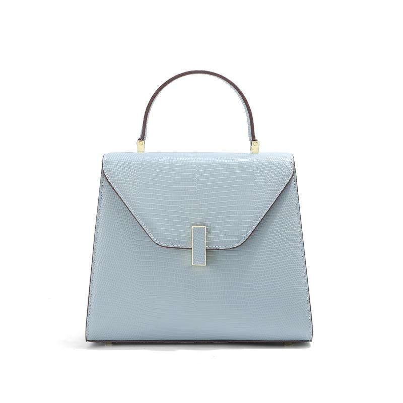 

Lizard pattern handbag women s cowhide niche shoulder bag European and American fashion new leather Kelly bag simple messenger bag 25*12*21cm світло-синій колір
