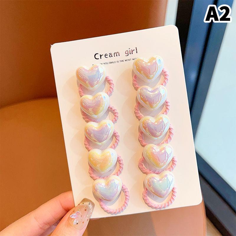 

10pcs/set Cute Baby Girl Hair Bands Cartoon Love Heart Star Elastic Hair Ties Kids Headwear