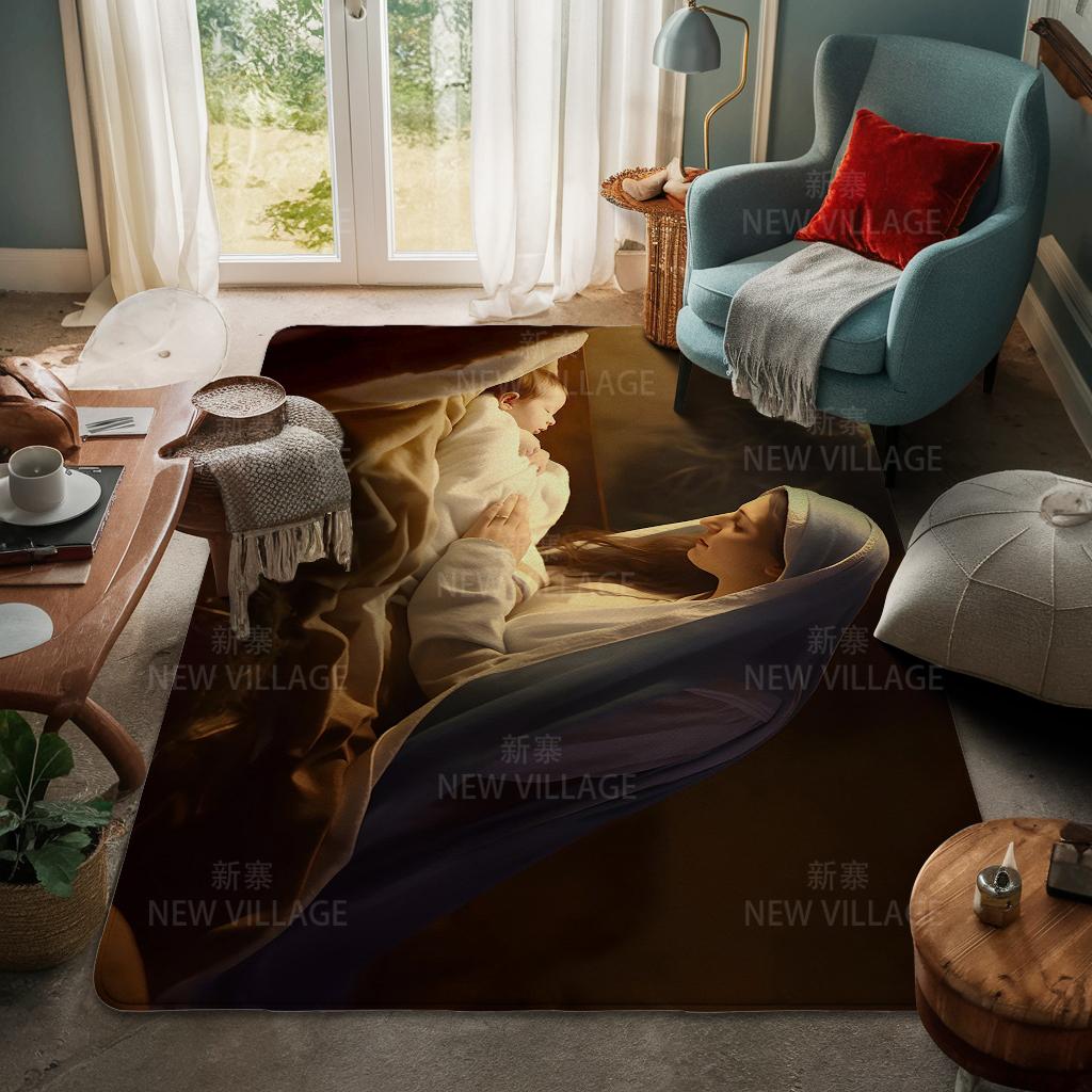 House Entrance Carpet Home Door Mat Living Room Bath Foot Bathroom Non-slip Water Absorption Rugs Bath Merry Christmas Winter