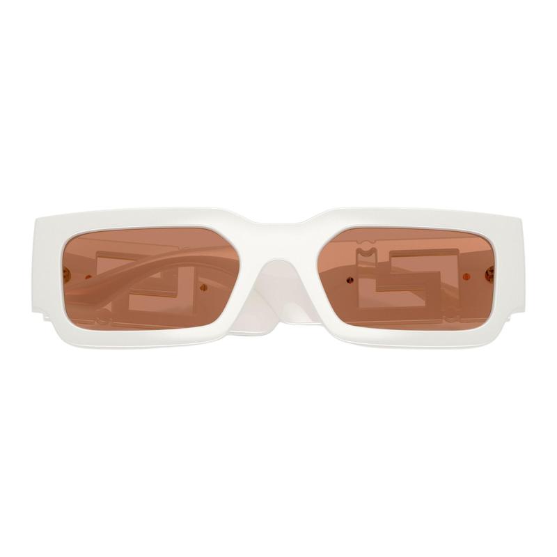 Versace Temple Logo Injection Molded Rectangular Sunglasses Unisex Couple Style White 65974345 VE4506U554473-White 54/21/140 - H.32