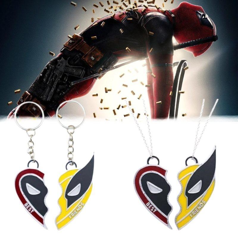 Deadpool Wolverine Best Friends Heart Geometric Alloy Necklace Red Yellow Cartoon Gift