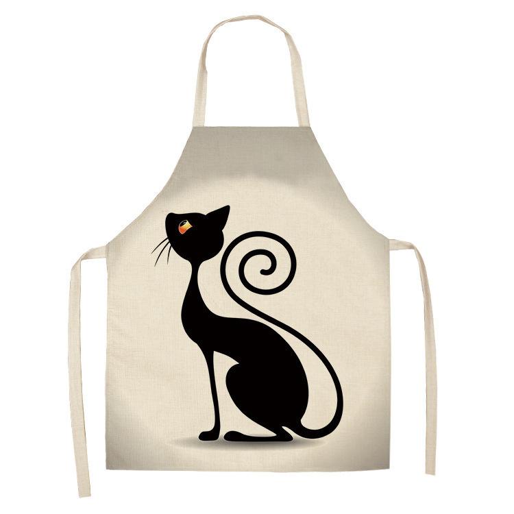 unframed 1 Pcs Cute Cat Pattern Kitchen Apron For Women Bibs Household Cleaning Pinafore Home Cooking Aprons Chef Apron For Man