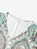 Women's 3D Retro Bohemian Print V-Neck Short Sleeve Long Swing Dress for Vacation