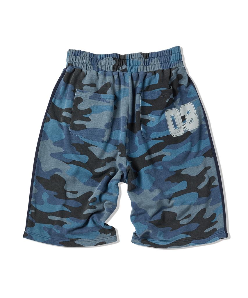 TRAVEL Washed Camo Bermuda Shorts Blue