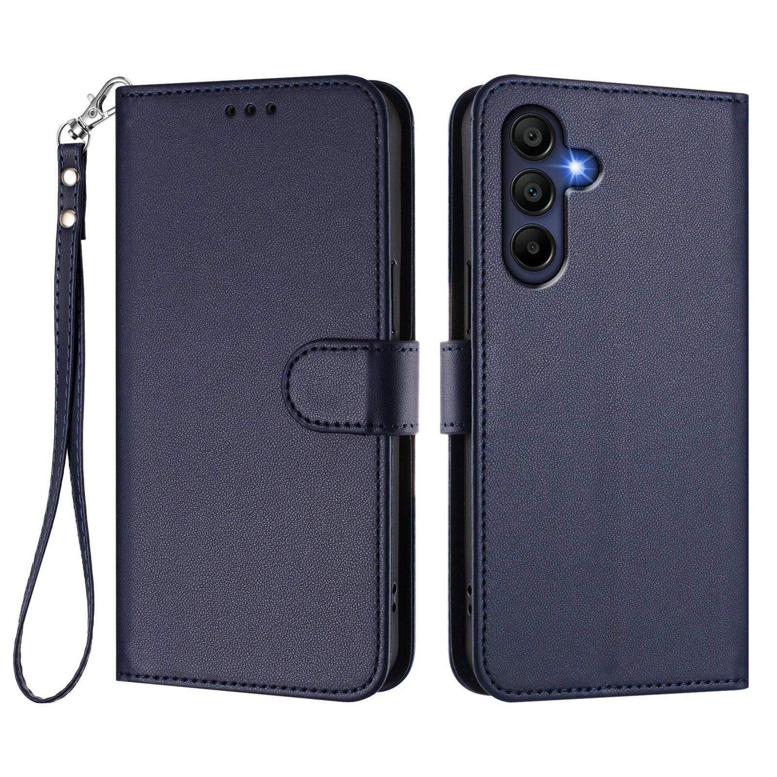 

For Samsung Galaxy A16 5G/Galaxy A16 4G Leather Case Wallet Stand Phone Cover with Wrist Strap Blue