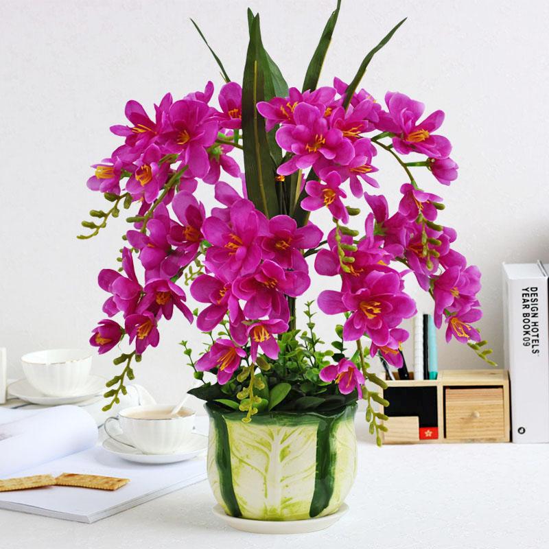 Artificial flower Phalaenopsis Vase set Fake flower plastic Home living room decoration Indoor bonsai farmhouse decor christmas