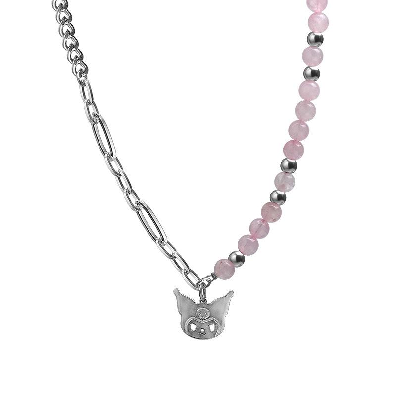 

Cartoon powder necklace ins versatile high-end sweet and cool design trendy jewelry stainless steel Kulomie necklace