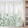 Amm Green Eucalyptus Shower Curtain Watercolor Plant Leaves Shower Curtains For Bathroom Waterproof Fabric Botanical Leaf Bath C