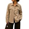 Women Loose Casual Faux Suede Lapel Button Pocket Autumn Winter Jacket