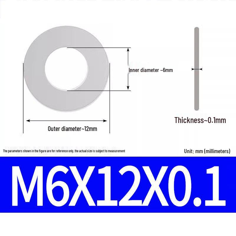 304 Stainless Steel Ultra-Thin Flat Washer, Thickness: 0.1/0.2/0.3/0.4/0.5 Mm, Sizes M1-M8