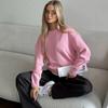 European and American cross-border models solid color classic round neck long-sleeved loose and simple pullover women's versatile knitted pullover