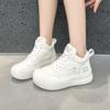 High-top breathable little white shoes women's spring and autumn thick-soled casual leather big-head super fire board shoes