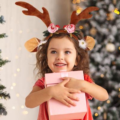 1pc Christmas Decorations Headband Headband Antler Christmas Head Buckle Bell Headdress Party Forest Creative Big Elk Headgear